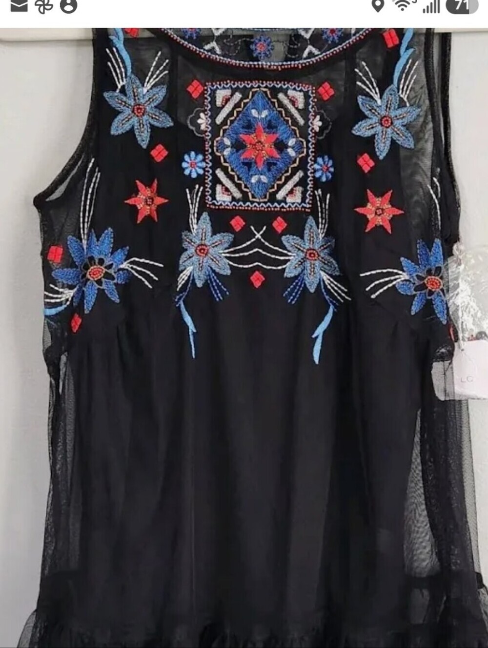 LC Lauren Conrad Sheer Embroidered Tunic/Blouse With Cami Size S